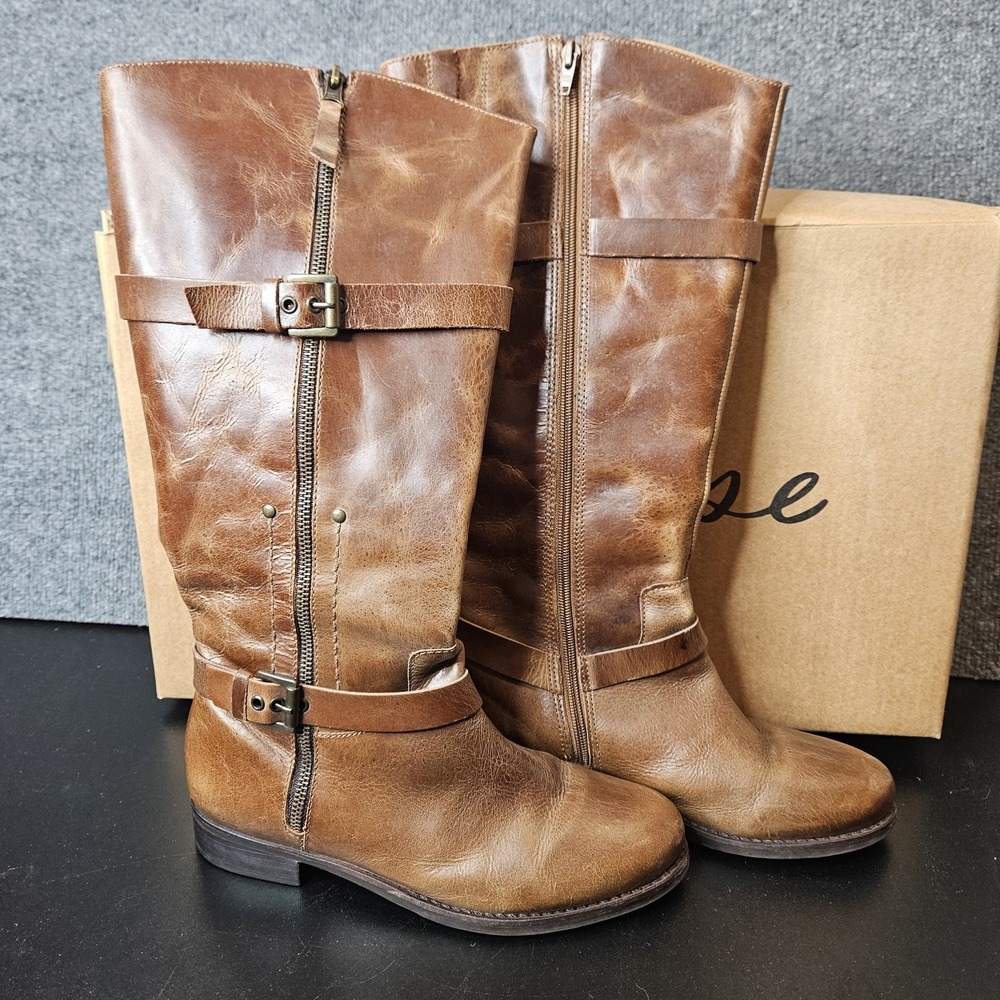 Matisse Militia Women's Riding Boots Size 8.5 Wide Calf Brown‎ Distressed